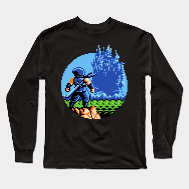 8-bit Ninja Long Sleeve T-Shirt by Pixeleyebat